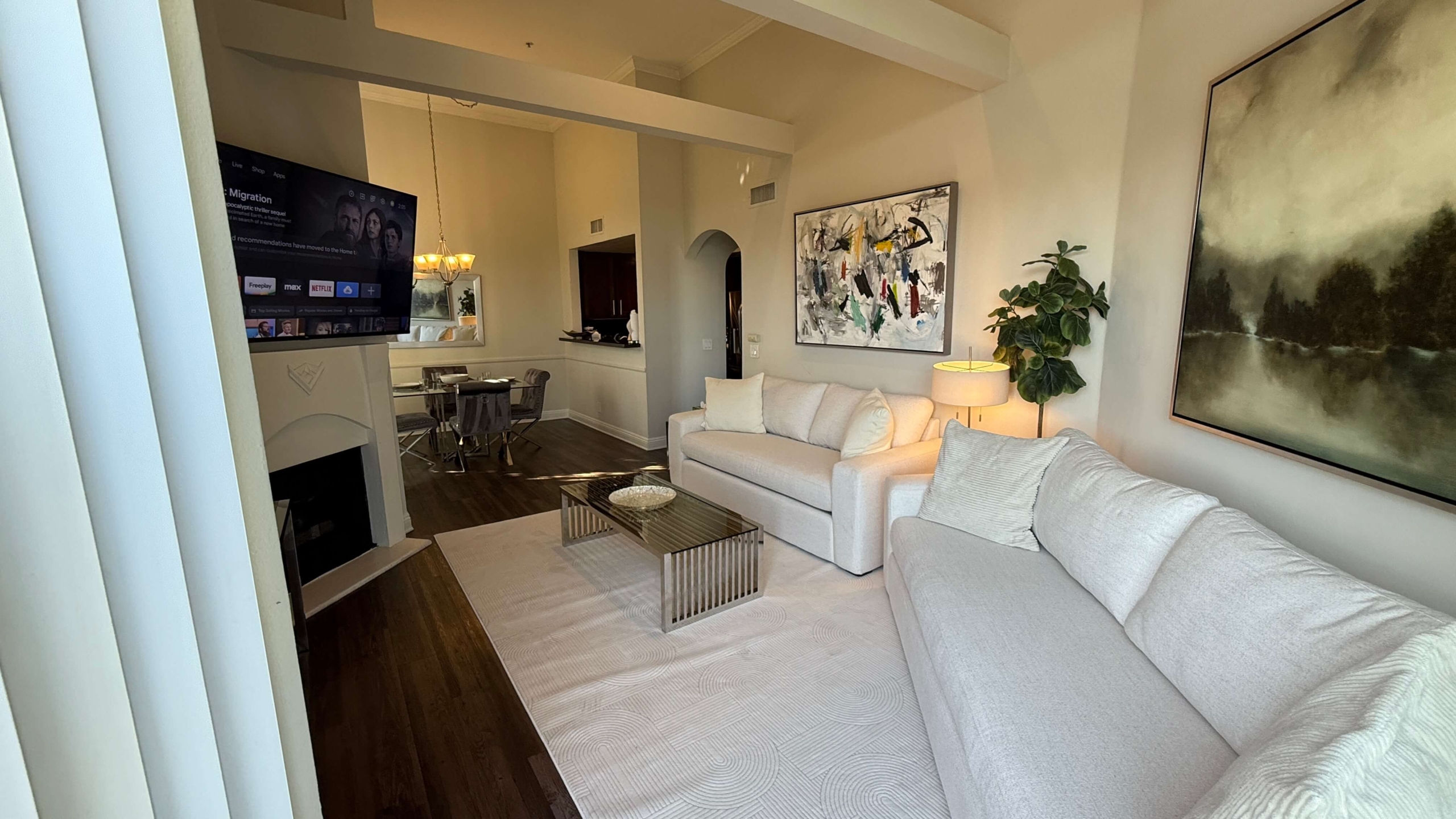 spacious luxury apartment living room in Los Angeles