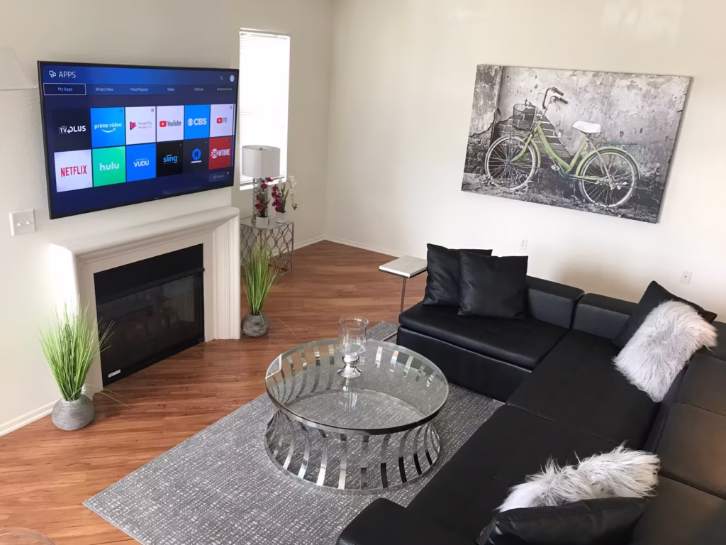 elegant furnished apartment lounge interior Los Angeles